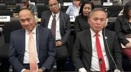 Wakil Menteri HAM Mugiyanto (kanan) mewakili delegasi pemerintah Republik Indonesia dalam Sidang Ke-60 Dewan HAM Perserikatan Bangsa-Bangsa di Jenewa, Swiss, Senin (29/9/2025). (ANTARA/HO-Kementerian HAM)